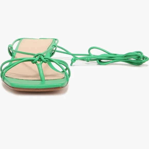 Veronica Beard Foley Ankle Tie Sandal Jungle Green - Picture 3 of 14